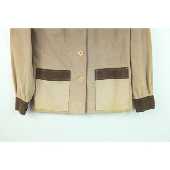 Vintage 70s XS Belted Jacket Brown Floral Embroidered Western Hippy Retro Boho - Picture 6 of 14